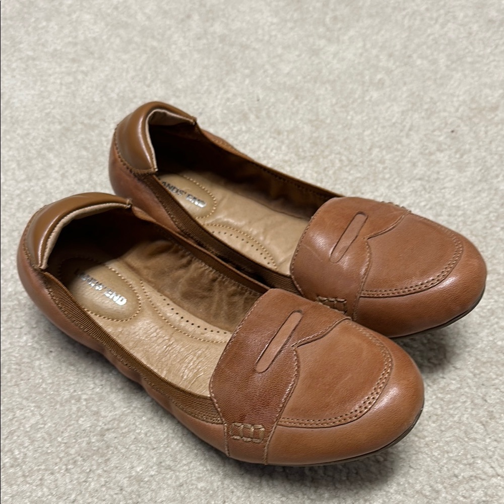 Lands’ End Brown Leather Women's Loafers 8